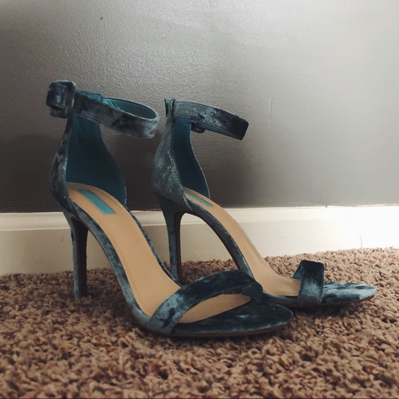 blue velvet heels